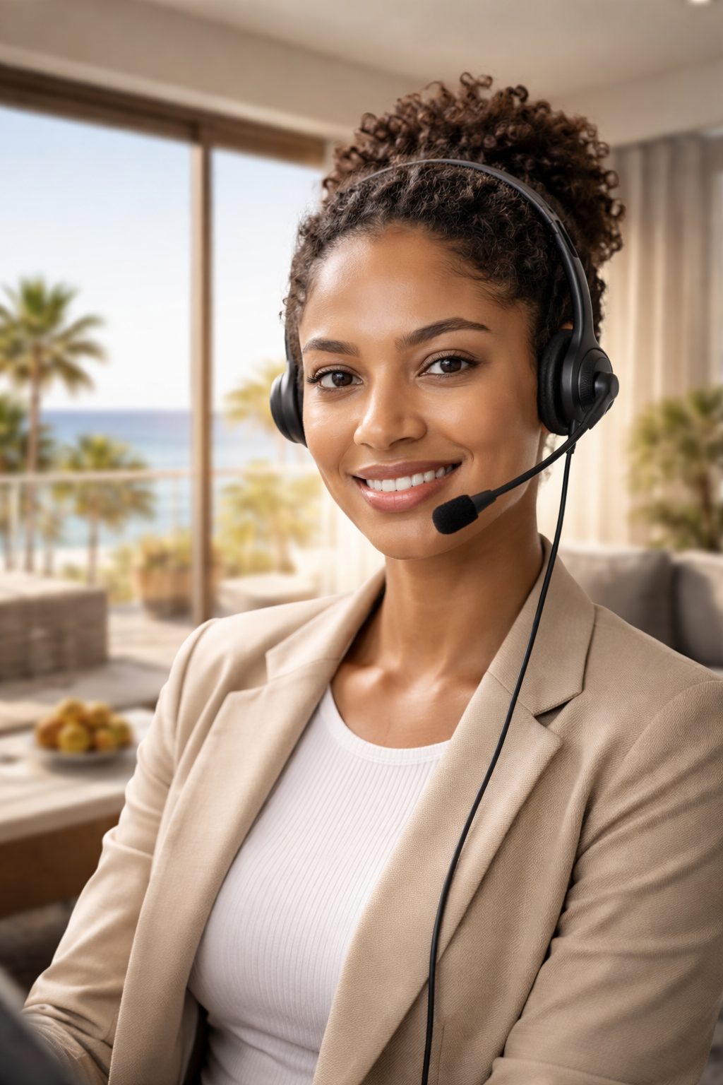 Agente de contact center de Teléfono Permanente trabajando para apartamentos turísticos